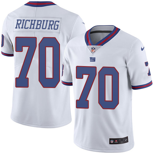 Men's Elite Weston Richburg Nike Jersey White - #70 Rush NFL New York Giants